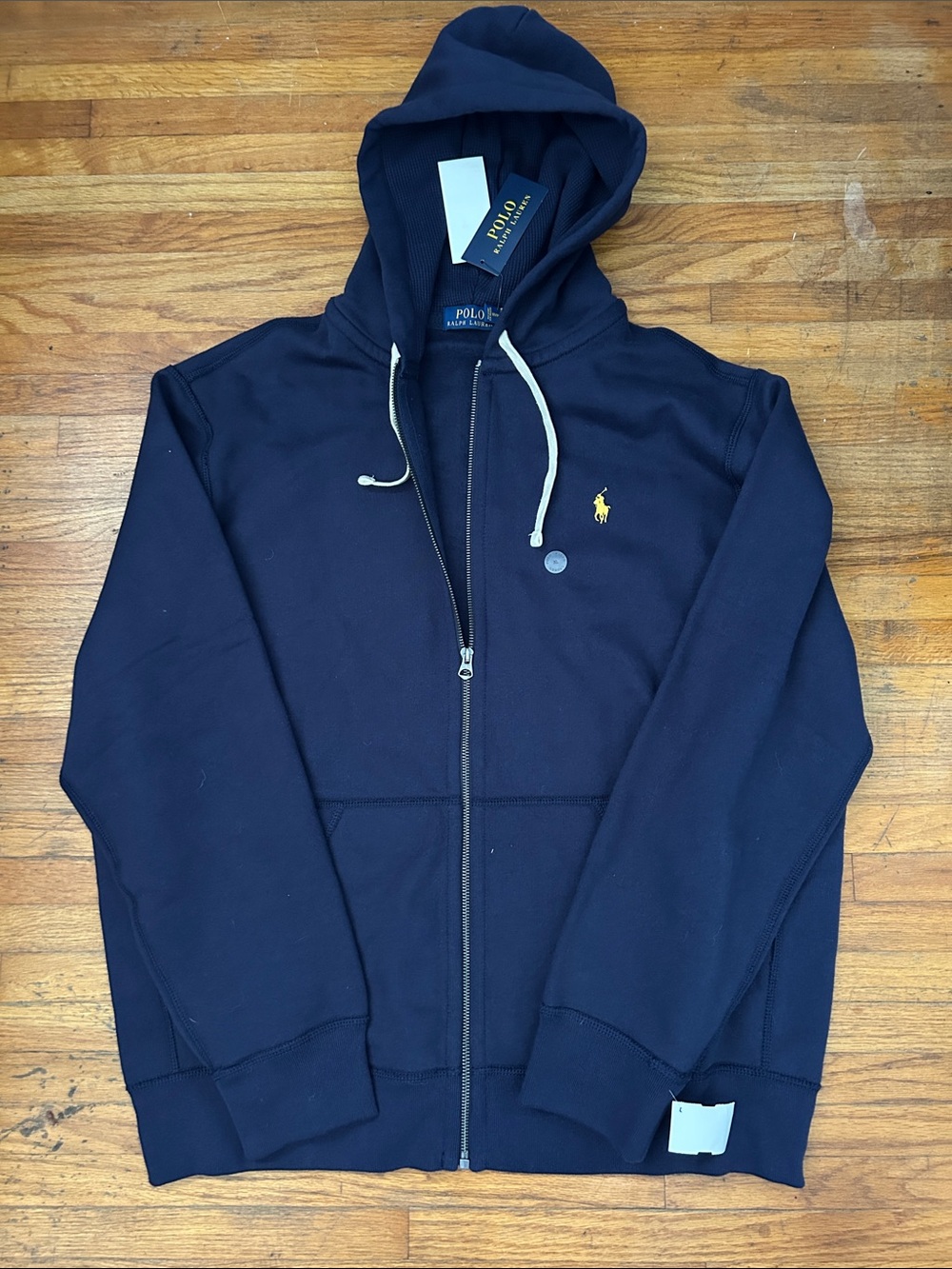 Polo by Ralph Lauren Navy Full-Zip Hoodie with Yellow Pony